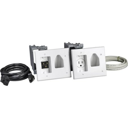 DATACOMM ELECTRONICS Datacomm 50-3323-WH-KIT White Recessed Pro-Power Kit With Straight Blade Inlet and Work Boxes 50-3323-WH-KIT